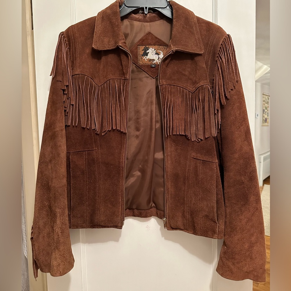 Gorgeous Vintage Suede Western Jacket with Fringe .